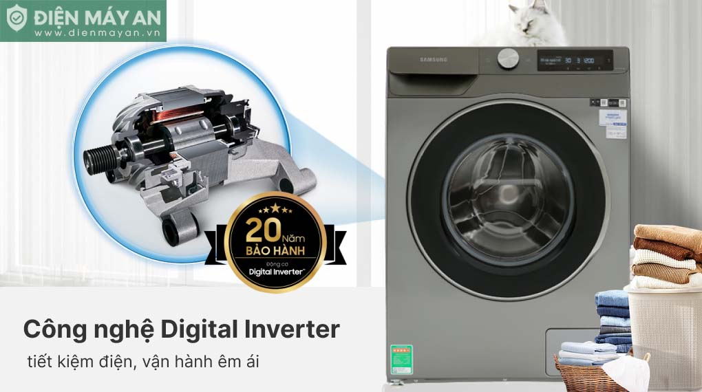 Máy Giặt Samsung Inverter 9 Kg WW90T634DLN/SV